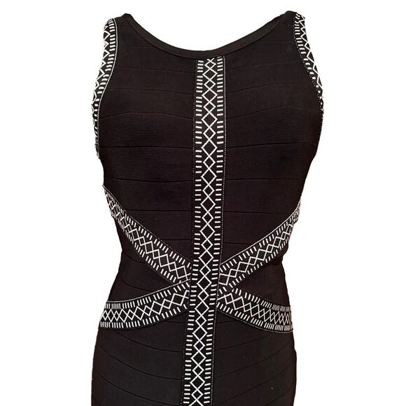 BEBE Y2K Gothic Dress Bodycon Bandage Black Stretch Hourglass Cocktail SP - Picture 7 of 7